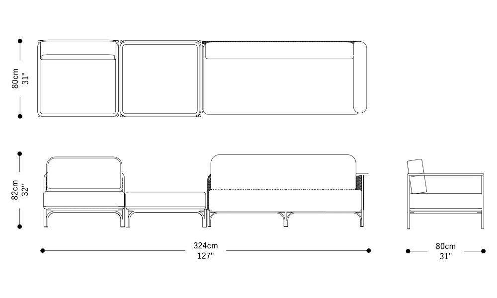 Image of the main dimensions of the product